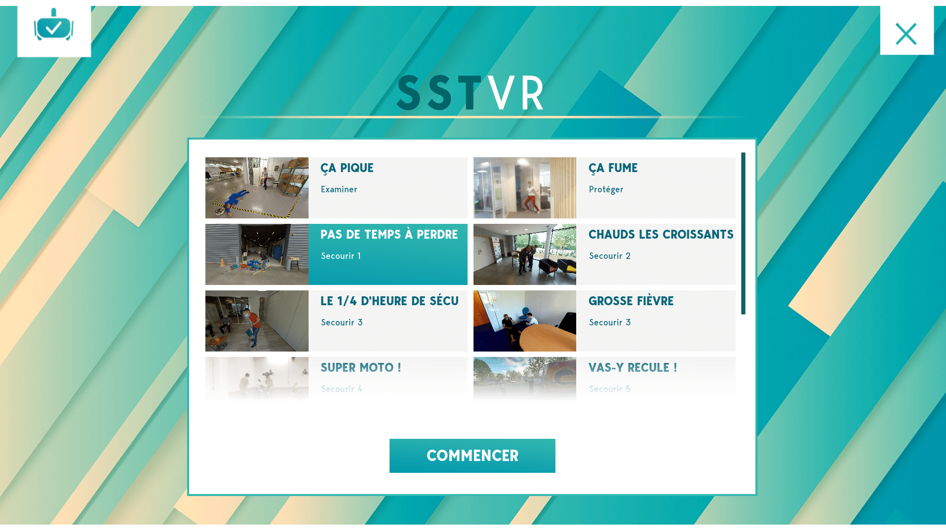 Sélection du scénario